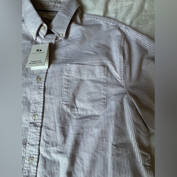 Free Assembly Men's Striped brown, white Shirt - Picture 8 of 9